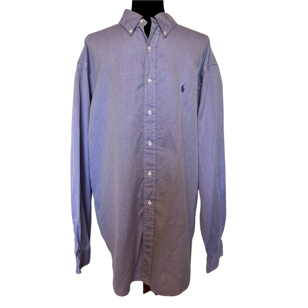 Ralph Lauren Men's Light Blue Yarmouth Cotton Button-Down Shirt Size 17 36/37